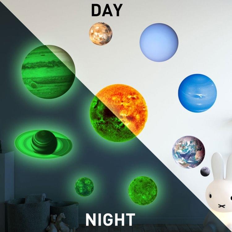 E wall 2 Sets Planet Solar System Fluorescent Wall Stickers Room Bedroom Luminous Wall Stickers(Small Size)