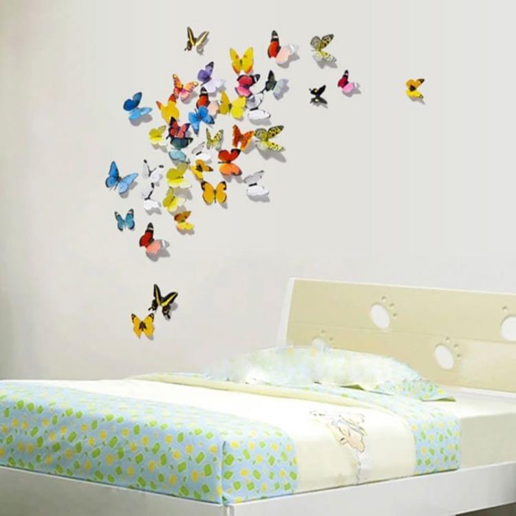 5 Sets Creative 3D Butterfly Wall Stickers Living Room Bedroom Decoration Supplies, Random Style Delivery