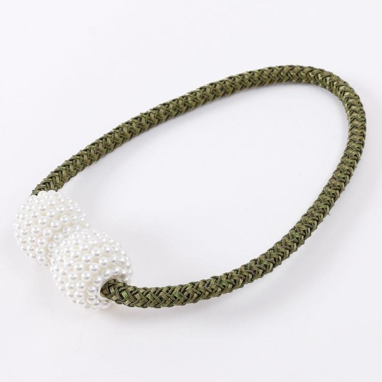 2 PCS Fashion Adornments Pearl Magnetic Buckle Curtain Strap(Dark Green)