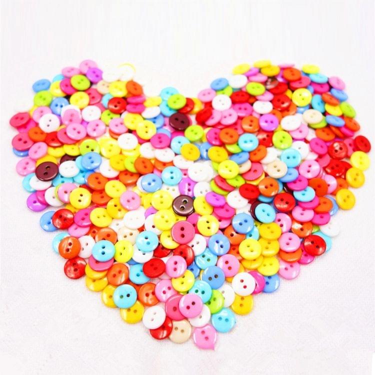 1000 PCS Assorted Mixed Color 2 Holes Buttons for Sewing DIY Crafts Children Manual Button Painting, Random Color, Diameter: 10mm