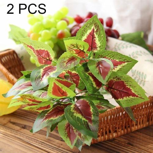 2 PCS Artificial Plants For Plastic Flowers Household Store Supplies Decoration Red Heart Leaf
