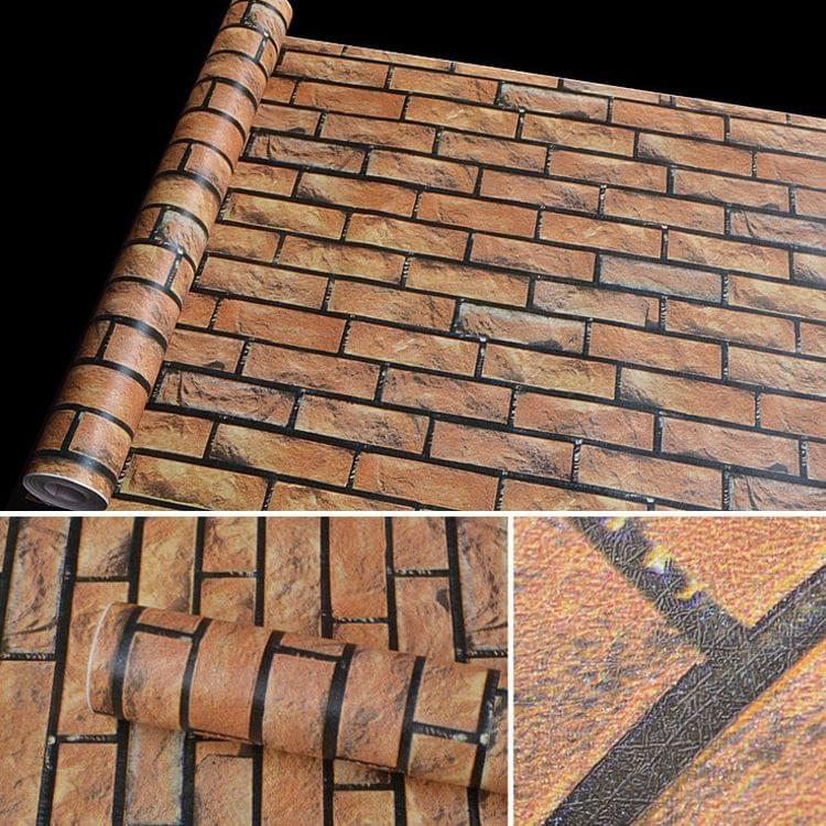 Horizontal Brick Creative 3D Stone Brick Decoration Wallpaper Stickers Bedroom Living Room Wall Waterproof Wallpaper Roll, Size: 45 x 1000cm