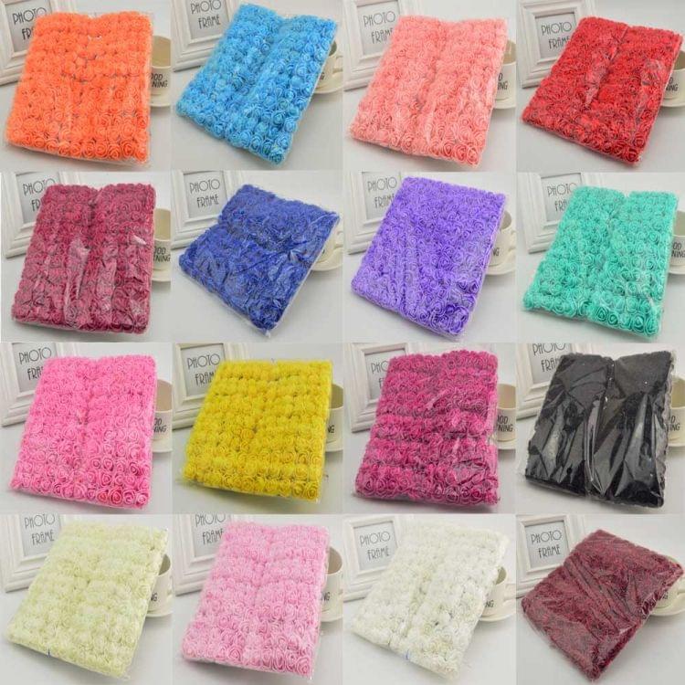 144 PCS 2cm Mini Foam Fake Roses Flower Home Wedding Decoration DIY Artificial Flower Bouquet Wreath Gift Box(Orange)
