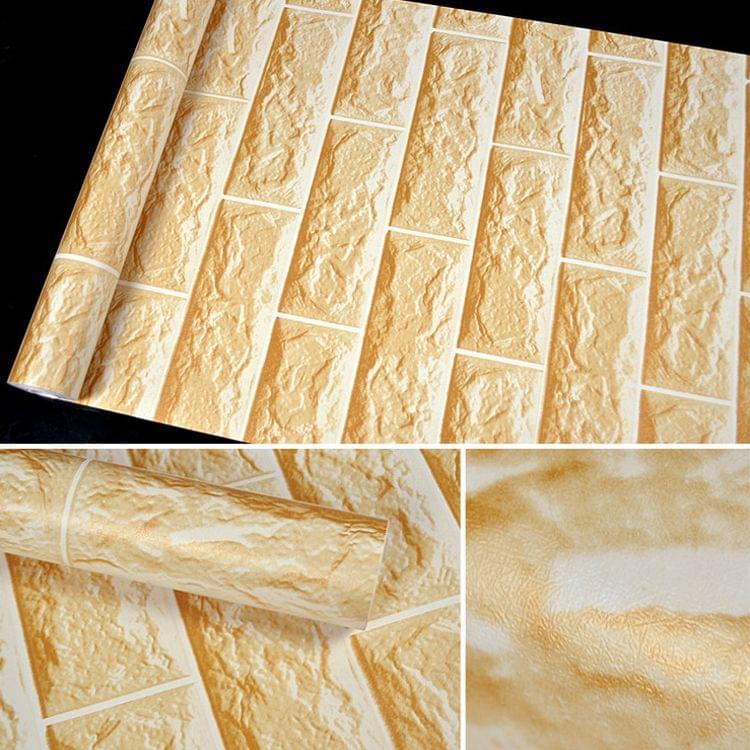 Creative 3D Gold Brick Stone Brick Decoration Wallpaper Stickers Bedroom Living Room Wall Waterproof Wallpaper Roll, Size: 45 x 1000cm