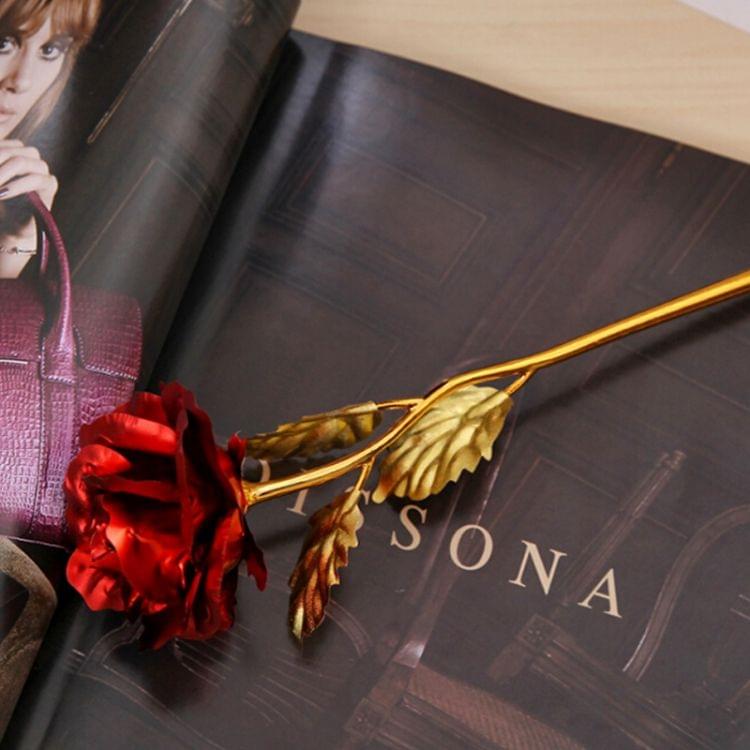 24K Golden Foil Plated Decoration Rose Artificial Flower, Random Color Delivery