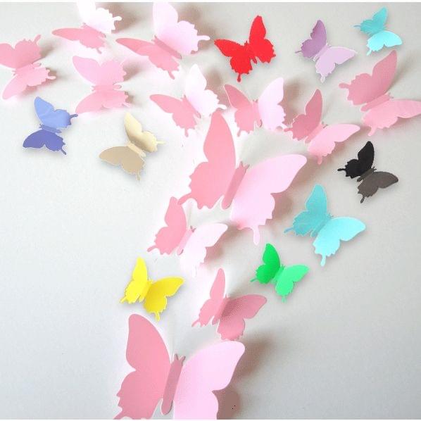 60 PCS Home Decoration Originality PVC 3D Butterfly Wall Paste