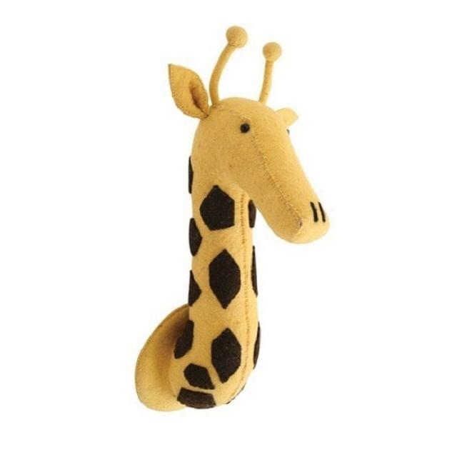 Baby Room Wool Felt Animal Head Green Wall Decoration Three-dimensional Shape Decorative Wall Hanging(Giraffe)