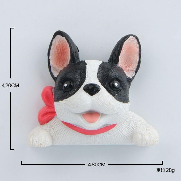 2 PCS Home Decoration Originality French Bulldog Tie 3D Fridge Paste, NO Magnetic