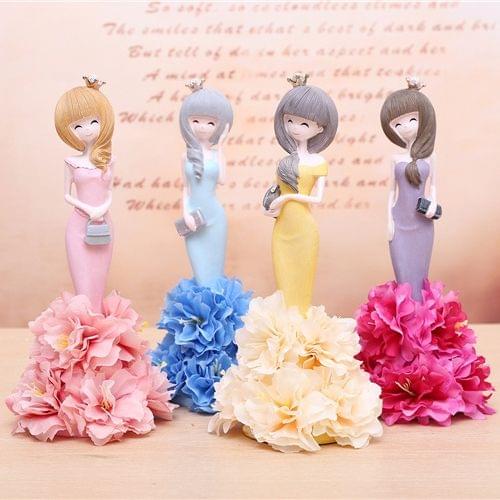 Lovely Orchid Girl Style Resin Crafts Ornaments Room Decoration (Yellow)