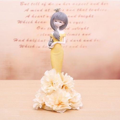 Lovely Orchid Girl Style Resin Crafts Ornaments Room Decoration (Yellow)