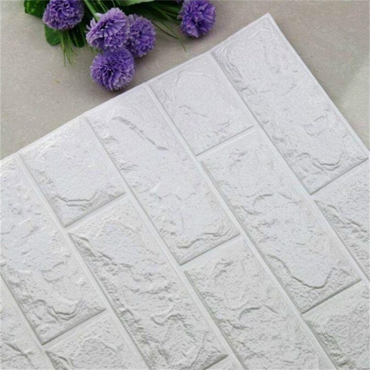 2 PCS Self Adhesive Waterproof TV Background Brick Wallpapers 3D Wall Sticker Living Room Wallpaper Mural Bedroom Decorative Stickers, Dimensions:70cm x 77cm(Whtie)