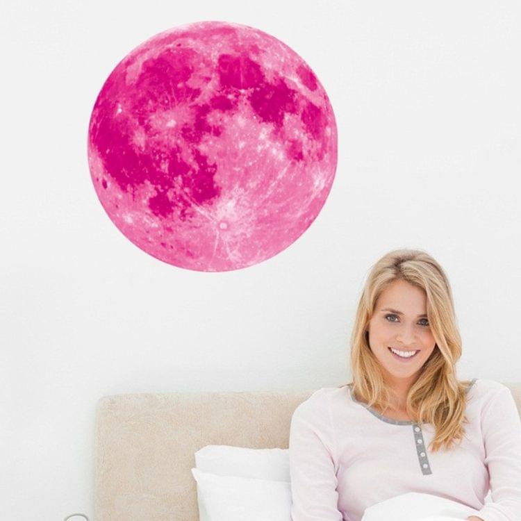Fluorescent Moon Wall Stickers Halloween Wall Stickers Bedroom Living room Decorative Wall Stickers(Pink)