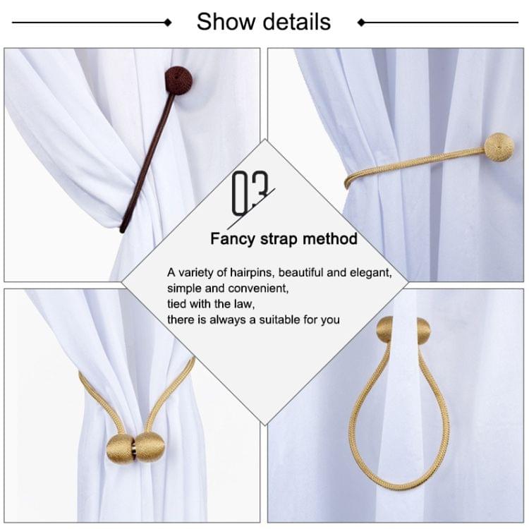 2 PCS Fashion Woven Punch-Free Beef Tendon Magnetic Buckle Curtain Strap(Black)