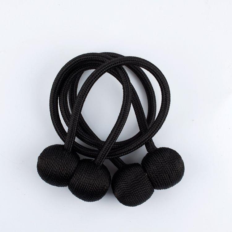 2 PCS Fashion Woven Punch-Free Beef Tendon Magnetic Buckle Curtain Strap(Black)