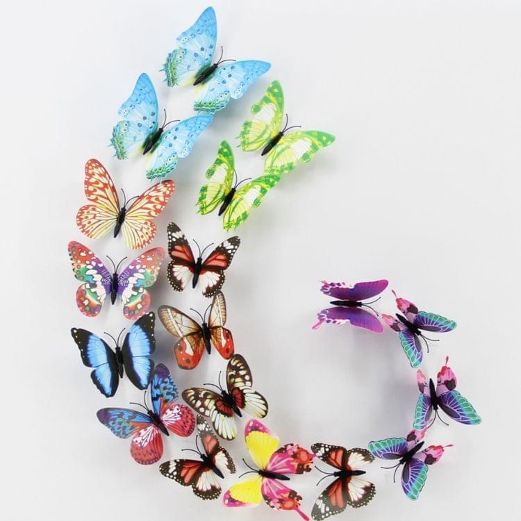 100 PCS Fashion Luminous Butterfly with Magnet Simulation Fridge Magnets Wall Sticker Garden Decoration, Random Color Delivery