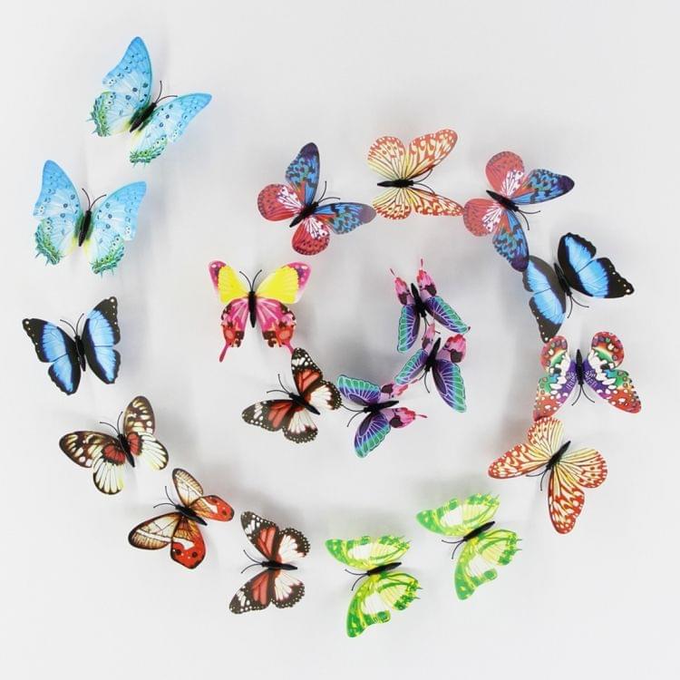 100 PCS Fashion Luminous Butterfly with Magnet Simulation Fridge Magnets Wall Sticker Garden Decoration, Random Color Delivery