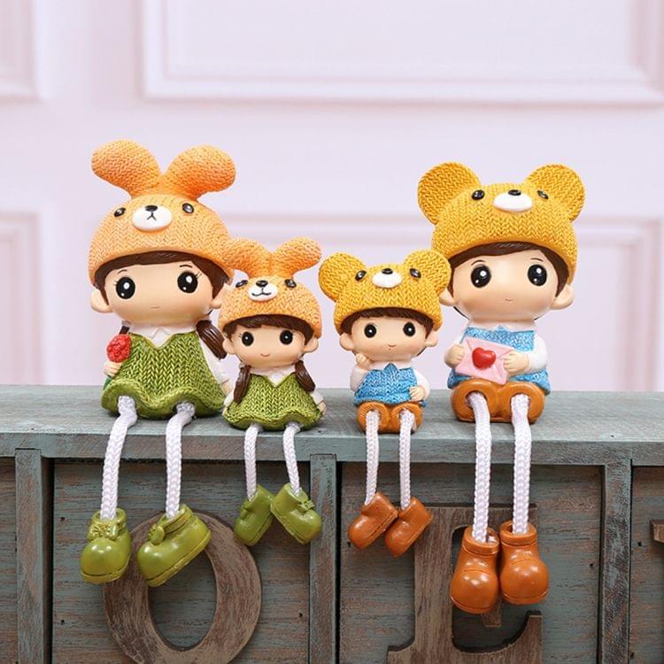 Sweet Cartoon Family Set of 4 for Home House Decoration Desk Ornament