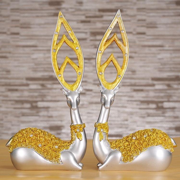 Creative European Style Sika Deer Resin Ornaments Gift Home Decor, Size:28.5*14*7cm(Gold)
