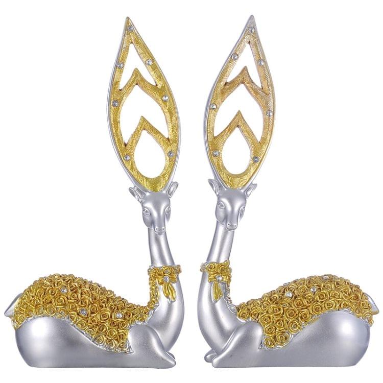 Creative European Style Sika Deer Resin Ornaments Gift Home Decor, Size:28.5*14*7cm(Gold)