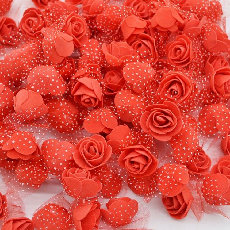 50 PCS Mini PE Foam Rose Heads Artificial Silk Flowers DIY Velvet Wedding Decorations , Size: 3.5cm(Blue)