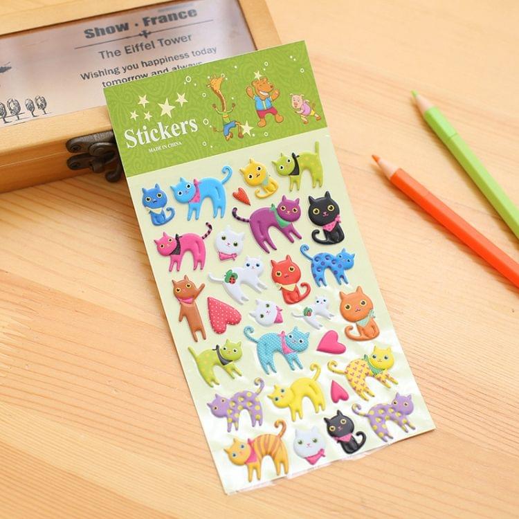 2 PCS Cats Pattern Creative Cartoon Children DIY Album Diary Decorative Stereo Bubble Sticker