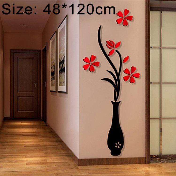 Creative Vase 3D Acrylic Stereo Wall Stickers TV Background Wall Corridor Home Decoration, Size: 48x120x4cm
