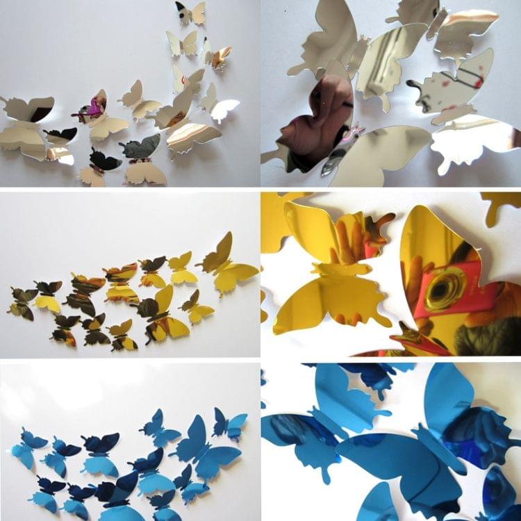 36 PCS Home Decoration Originality PC 3D Mirror Surface Butterfly Wall Paste