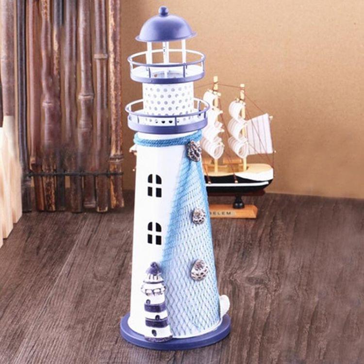 Creative Mediterranean Style Iron Handmade Flash Lighthouse, Random Style Delivery, Size: 28.5*9.5cm