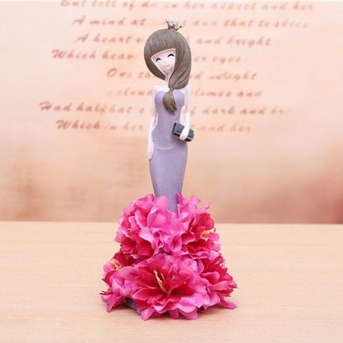 Lovely Orchid Girl Style Resin Crafts Ornaments Room Decoration (Purple)