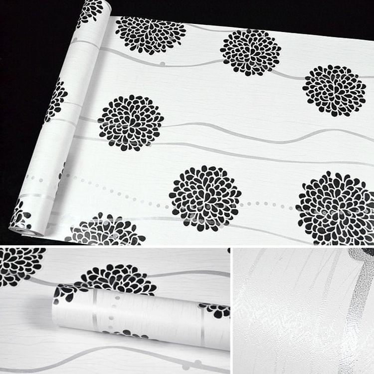Black Flower Ball Creative 3D Stone Brick Decoration Wallpaper Stickers Bedroom Living Room Wall Waterproof Wallpaper Roll, Size: 45 x 1000cm