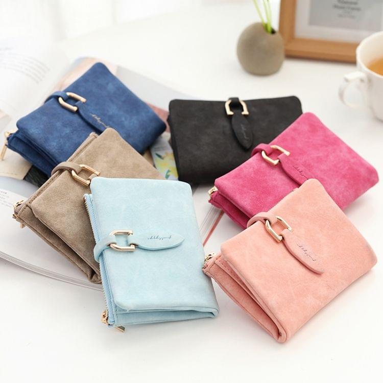 Short Purses Vintage PU Leather Lady Women Wallet Hand Bag(Blue)