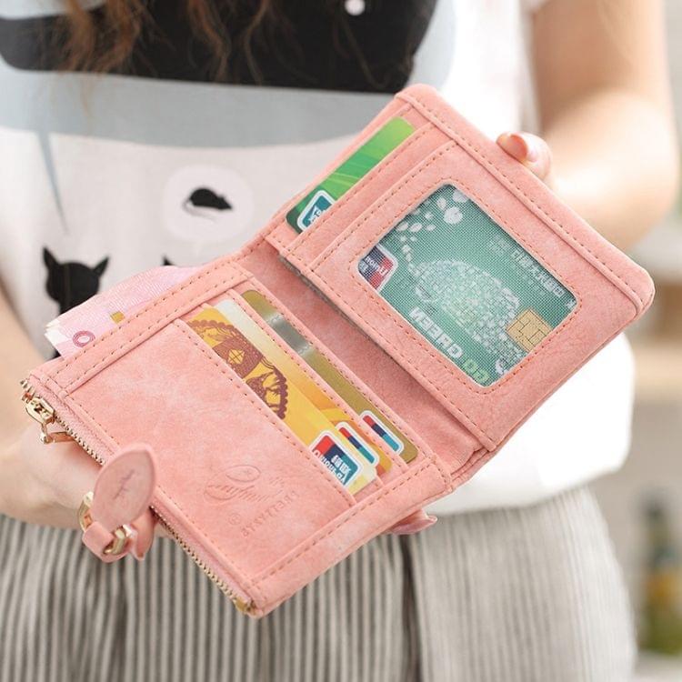 Short Purses Vintage PU Leather Lady Women Wallet Hand Bag(Blue)