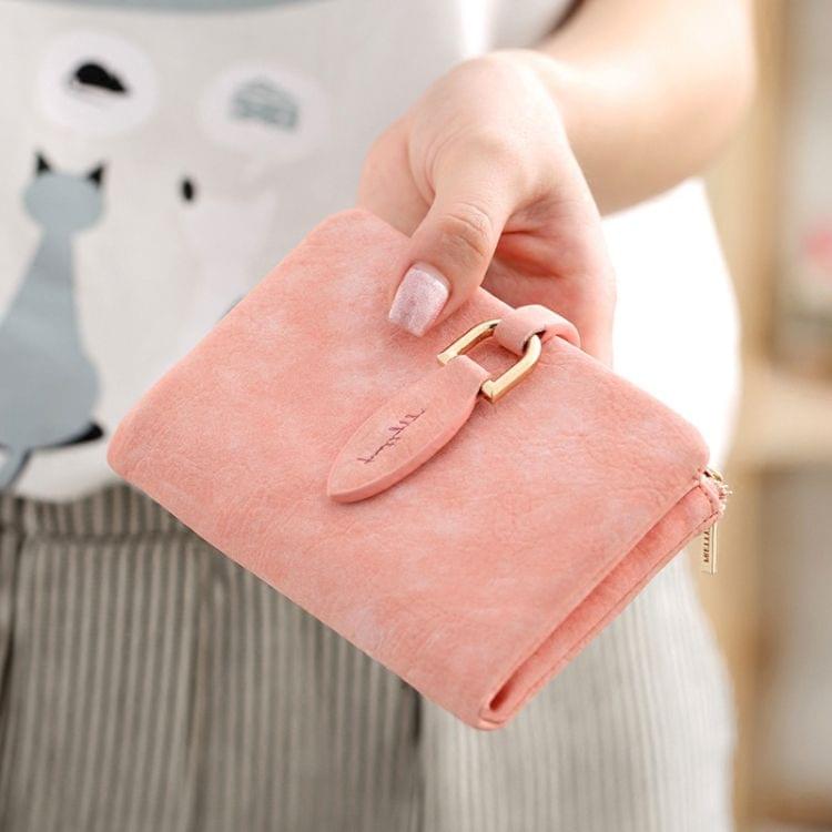 Short Purses Vintage PU Leather Lady Women Wallet Hand Bag(Blue)