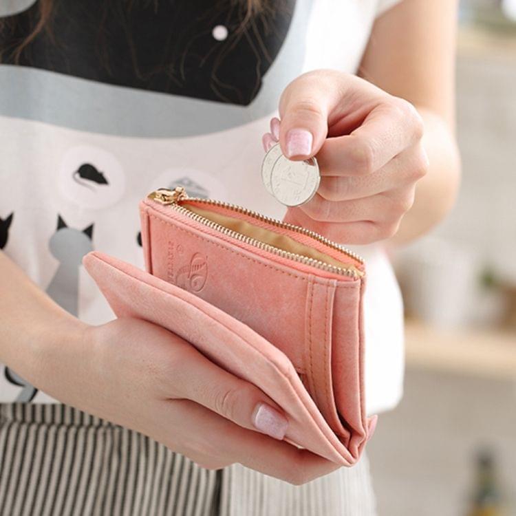 Short Purses Vintage PU Leather Lady Women Wallet Hand Bag(Blue)