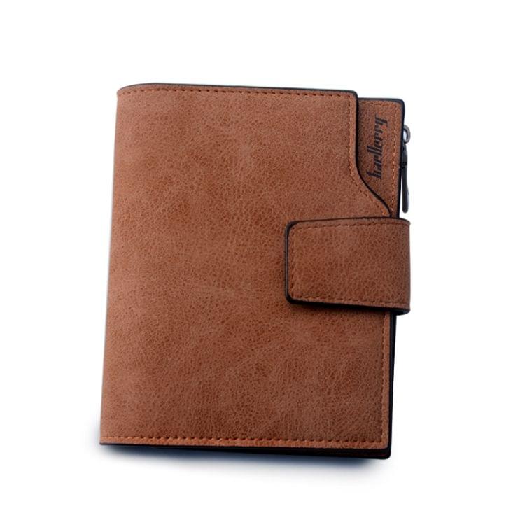 Women Vintage Fashion Short Leather Zipper Wallet Coin Pocket(Brown)