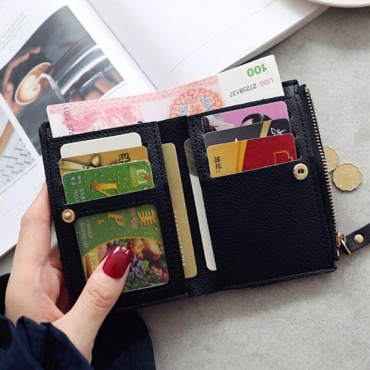 PU Leather Cherry Embroidery Coin Purse Card Holders(Dark green)