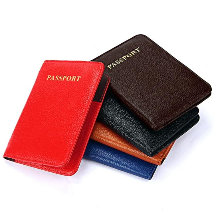 Litchi Texture Multifunctional Genuine Leather Passport Package for travel(Brown)