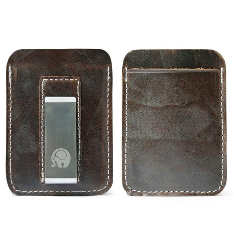 3 PCS XIAO YUAN XIANG Cowhide Genuine Leather Pocket Wallet Purse Credit Card Sleeve Holder with Clip, Size: 10.6cm x 7.2cm, Random Color Delivery