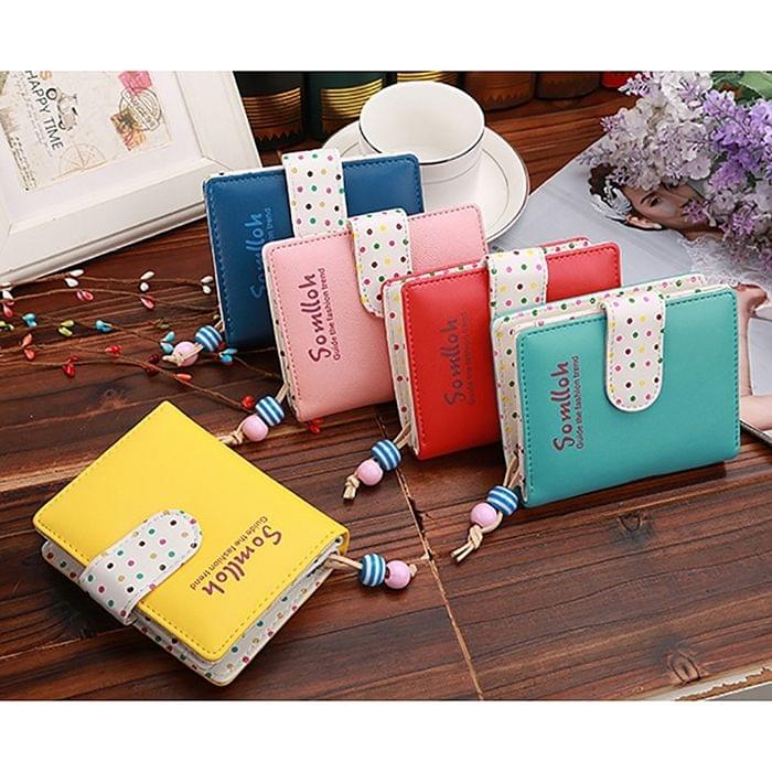 Fashion Dot Pattern 2-Folding Short Design PU Leather Zipper Wallet Coin Purse for Women(Red)