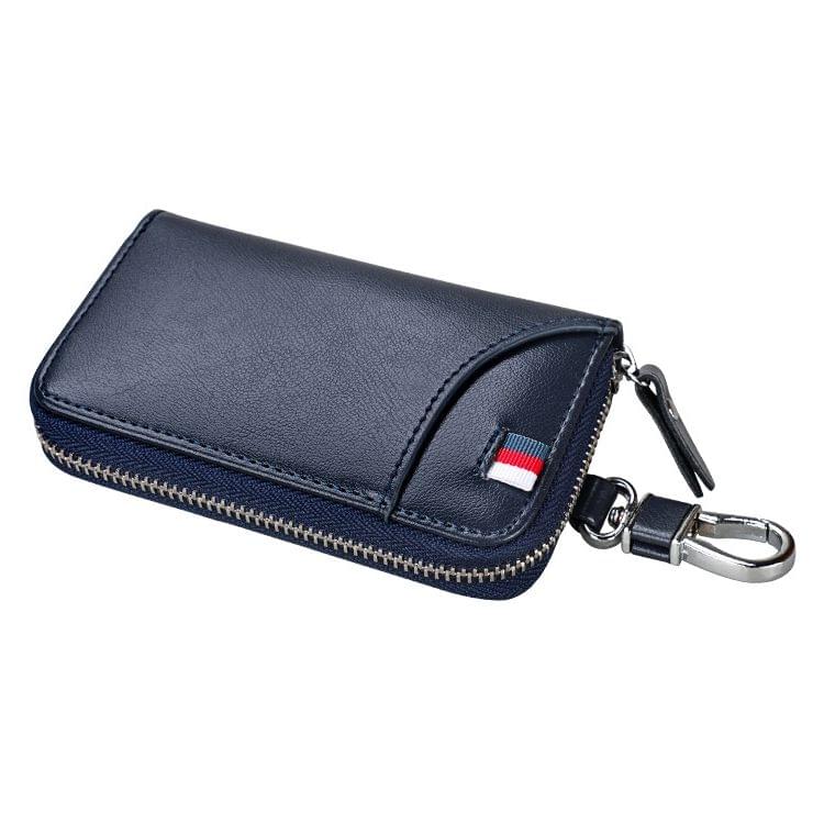 9102 Multi-function Waist Hanging Leather Zipper Wallet Keys Holder Bag (Dark Blue)