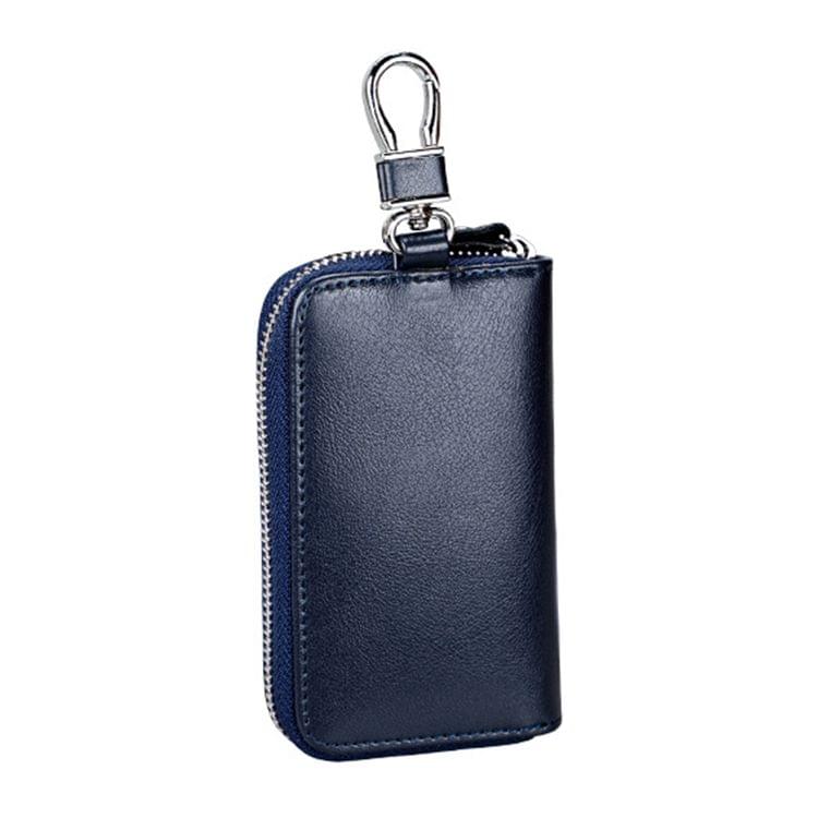 9102 Multi-function Waist Hanging Leather Zipper Wallet Keys Holder Bag (Dark Blue)