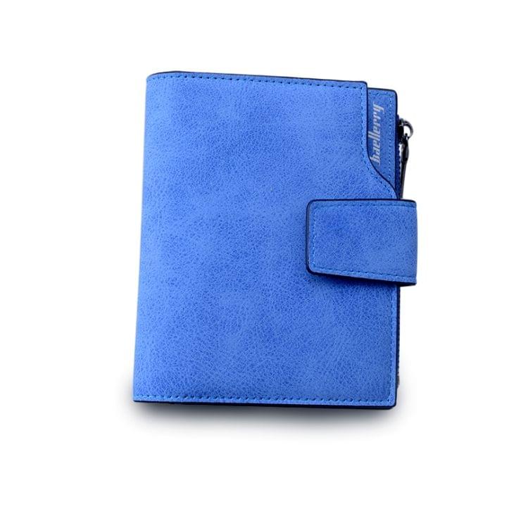 Women Vintage Fashion Short Leather Zipper Wallet Coin Pocket(Blue)