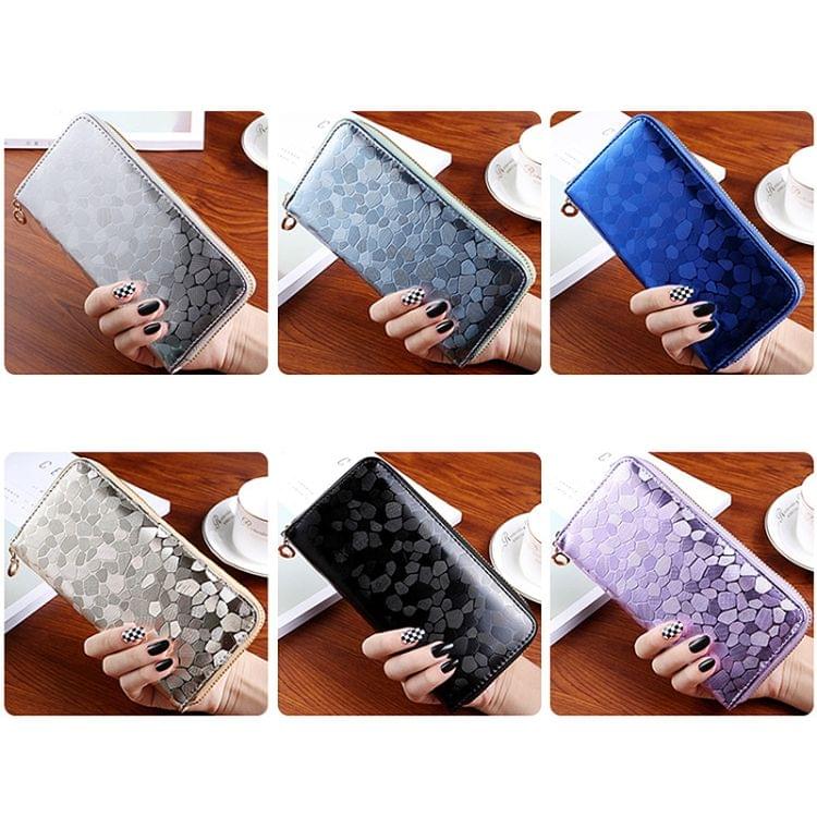 Stone Texture Long Design Zipper Wallet Hand Bag Coin Purse for Women(Silver)