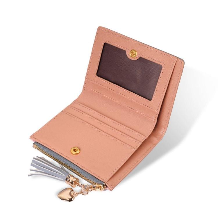 Cute Fashion Purse Leather Long Zip Wallet Coin Card Holder Soft Leather Phone Card Female Clutch(water pink)