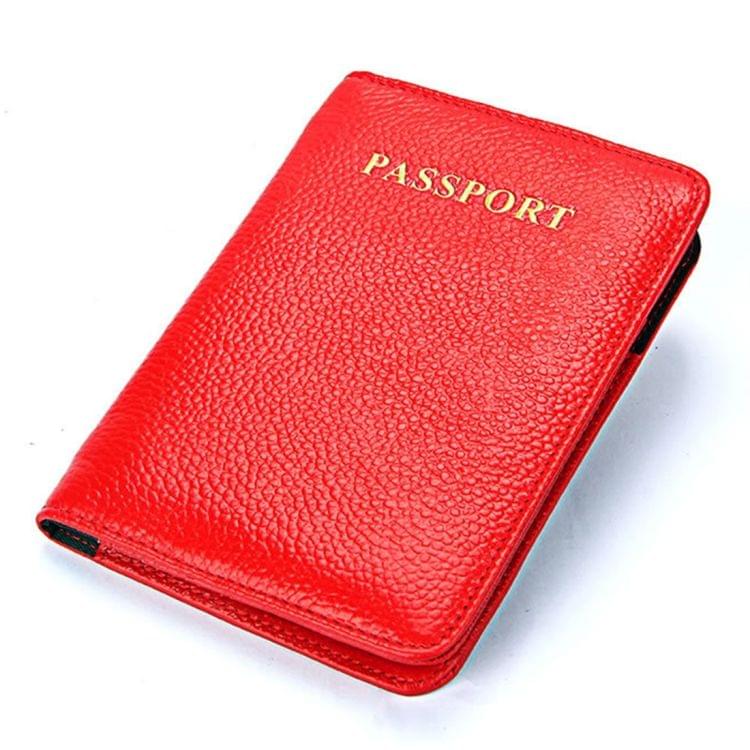 Litchi Texture Multifunctional Genuine Leather Passport Package for travel(Red)