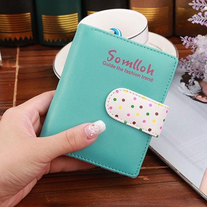 Fashion Dot Pattern 2-Folding Short Design PU Leather Zipper Wallet Coin Purse for Women(Green)