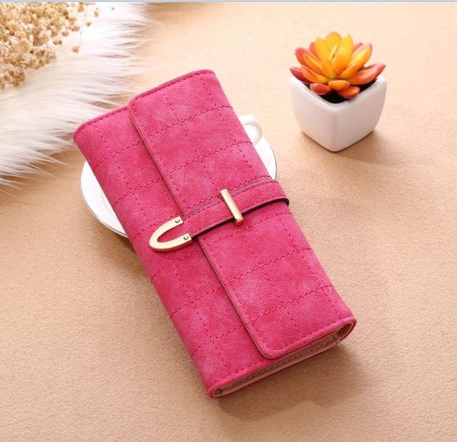 Women Purse Thread Plaid Leather Fashion Design With Polyester Phone Bag Long Slim Ladies Wallet(Red)