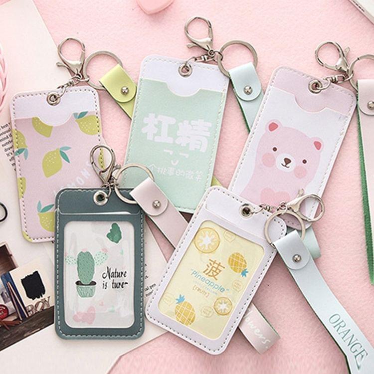 10 PCS Creative Lovable Ultra Thin Mini Bus Card Work Card Student ID Card with Lanyard, Size: 11*6.5cm, Random Style Delivery