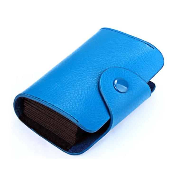 KB39 Simple Fashion Genuine leather Organ Card Bag Candy Color Card Package(Blue)