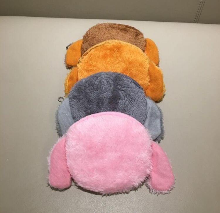 3 PCS Lovely Dog Plush Purse Plush Pocket Coin Bag(Pink)
